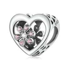 Load image into Gallery viewer, 925 Sterling Silver Daisy in heart Bead Charm