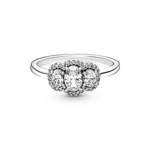 925 Sterling Silver Trio Oval CZ Ring