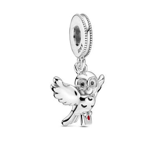 925 Sterling Silver Harry Potter Hedwig Owl Dangle Charm