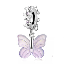 Load image into Gallery viewer, 925 Sterling Silver Purple Butterfly Dangle Charm