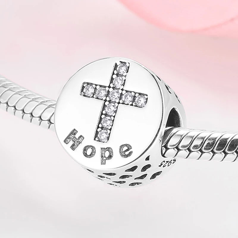 HOPE CZ Cross Pattern Bead Charm