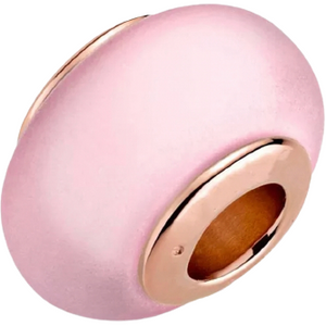 Rose Gold Plated Matt Pink Murano Glass Bead Charm