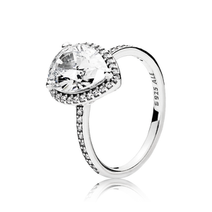 925 Sterling Silver CZ Teardrop Ring