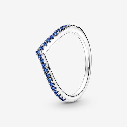 Blue Cz Wish Bone Ring