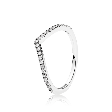 925 Sterling Silver CZ Sparkling Wishbone Ring