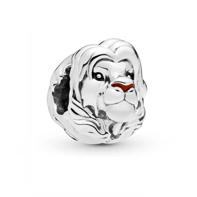 925 Sterling Silver Lion King Head Bead Charm