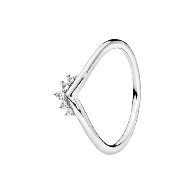 925 Sterling Silver CZ Tiara Wishbone Ring