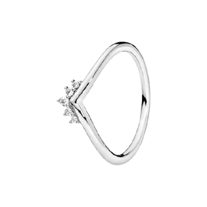 925 Sterling Silver CZ Tiara Wishbone Ring