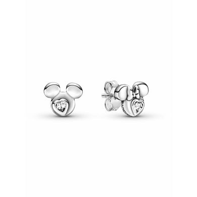 925 Sterling Silver Cz Mickey And Minnie Earrings