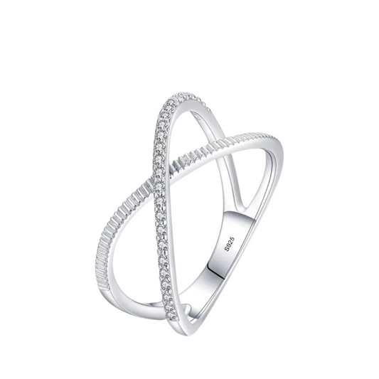 Clear CZ Cross Over Ring