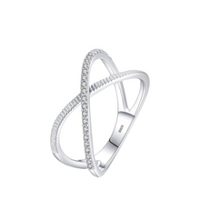 Load image into Gallery viewer, 925 Sterling Silver Clear CZ Cross Over Ring