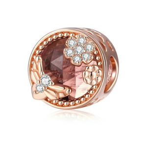 Rose Gold Plated Pink CZ Charm