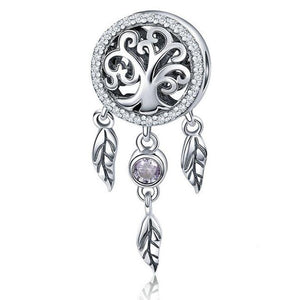 925 Sterling Silver Tree of Life Dream Catcher Bead Charm