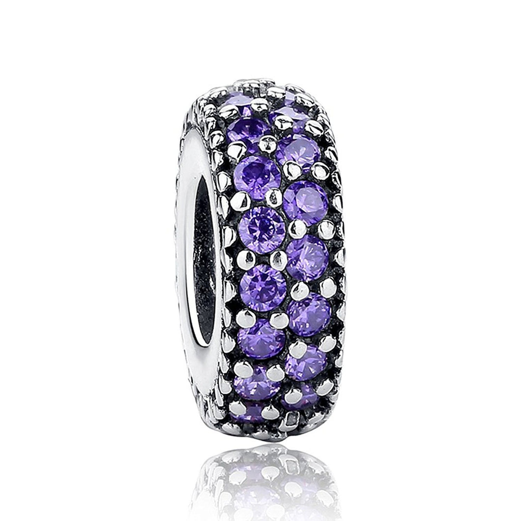 925 Sterling Silver Dazzling Purple CZ Spacer