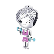 Load image into Gallery viewer, 925 Sterling Silver Gym Babe Bead Charm