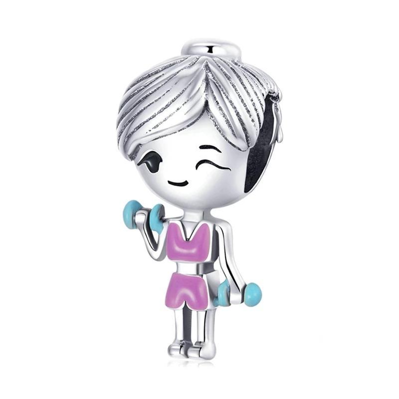 925 Sterling Silver Gym Babe Bead Charm