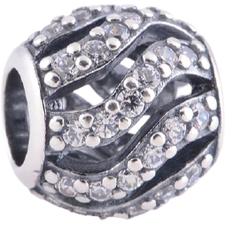 925 Sterling Silver Openwork Wave Charm