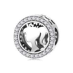 925 Sterling Silver Barbie CZ Round Bead Charm
