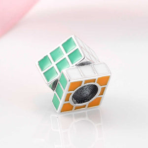 925 Sterling Silver Rubik's Cube Enamel Charm