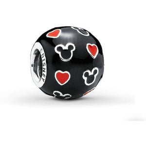925 Sterling Silver Mickey and Hearts Enamel Bead Charm