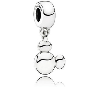 925 Sterling Silver Solid Mickey Ears Dangle Charm