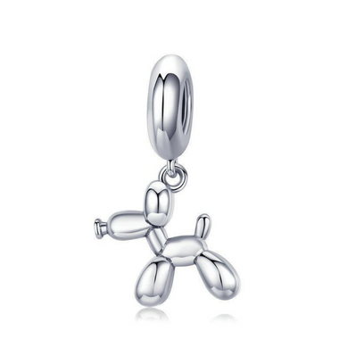 925 Sterling Silver Balloon Dachshund Dog Dangle Charm