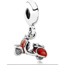 Load image into Gallery viewer, 925 Sterling Silver Red Enamel Scooter Charm