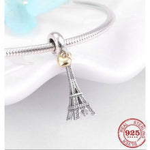 Load image into Gallery viewer, 925 Sterling Silver Love Paris Eiffel Tower Dangle Charm