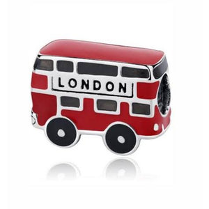 925 Sterling Silver Red Enamel LONDON BUS Bead Charm