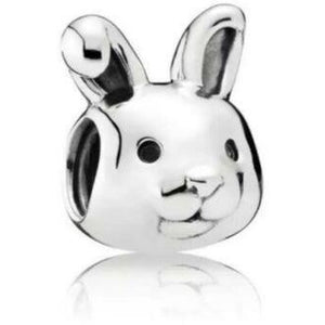 925 Sterling Silver Rabbit Face Bead Charm