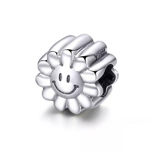 925 Sterling Silver Smile Sunflower Sunny Face Charms Beads