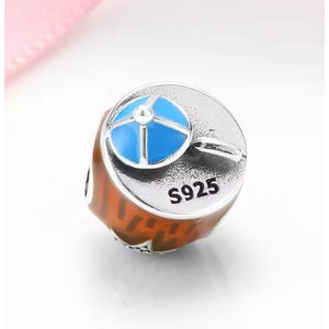 925 Sterling Silver Enamel Coconut Cocktail Bead Charm