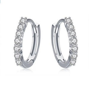 925 Sterling Silver CZ Crystal Circle Round Earrings for Women