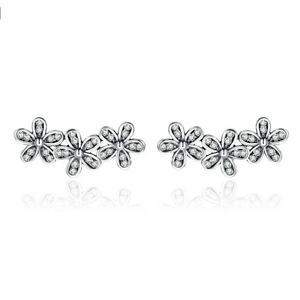 925 Sterling Silver Stackable Daisy Flower Clear CZ Stud Earrings for Women Sterling Silver Jewelry Gift SCE419