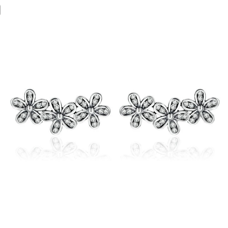925 Sterling Silver Stackable Daisy Flower Clear CZ Stud Earrings for Women Sterling Silver Jewelry Gift SCE419