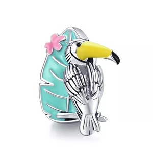 925 Sterling Silver Tropical Toucan Bead Charm