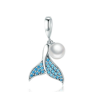 925 Sterling Silver The Mermaid's Tail Freshwater Pearl Pendant Charm