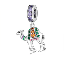 Load image into Gallery viewer, 925 Sterling Silver Coloured CZ Camel Dangle Charm
