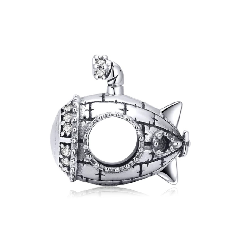 925 Sterling Silver Submarine Bead Charm