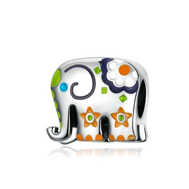 925 Sterling Silver Colourful Elephant Bead Charm