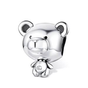 925 Sterling Silver Teddy Bear Bead Charm