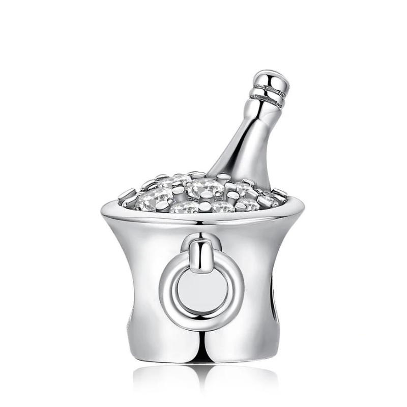 925 Sterling Silver Champagne on Ice Bead Charm