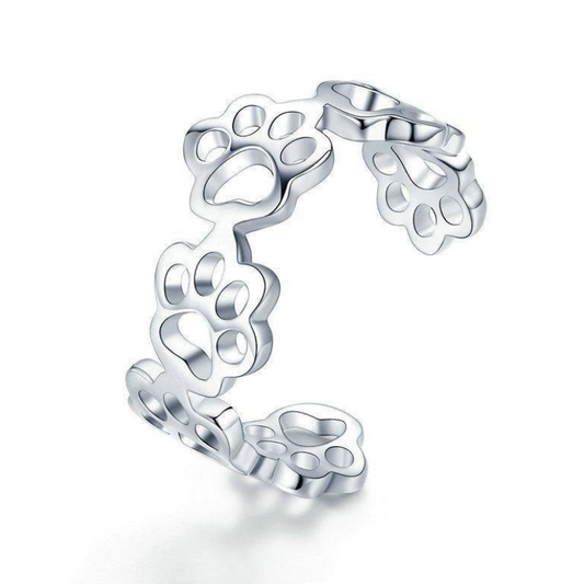 Cat And Dog Paw Trail Adjustable Ring