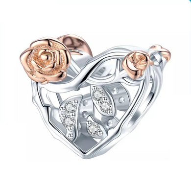 925 Sterling Silver Two tone Rose Garden Charm