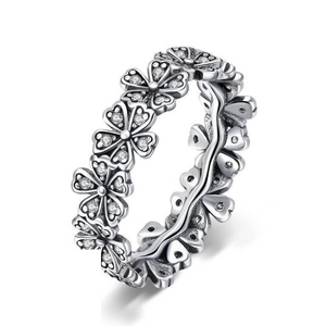 925 Sterling Silver CZ Stackable Daisy Flower Ring