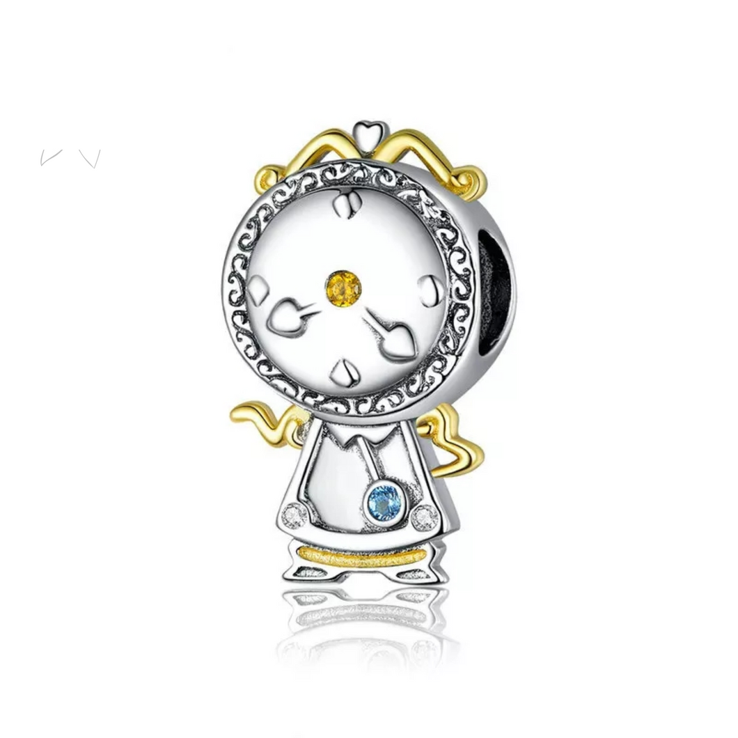 925 Sterling Silver Beauty and the Beast Magic Clock Bead Charm