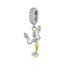 Load image into Gallery viewer, 925 Sterling Silver Beauty and the Beast Magic Candlestick Dangle Charm