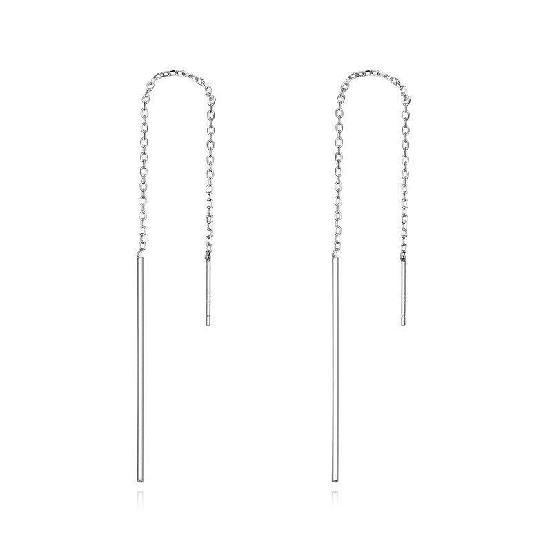 925 Sterling Silver Simple Line Drop Earrings
