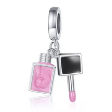 Load image into Gallery viewer, 925 Sterling Silver Pink Nail Polish Dangle Charm