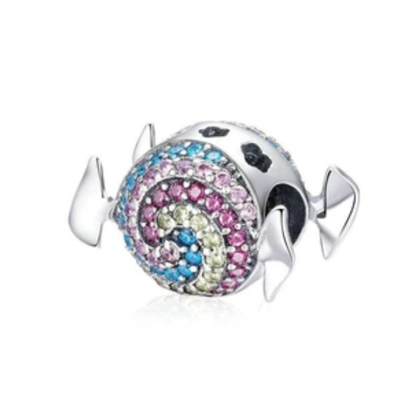 925 Sterling Silver Rainbow CZ Sweet/Candy Bead Charm